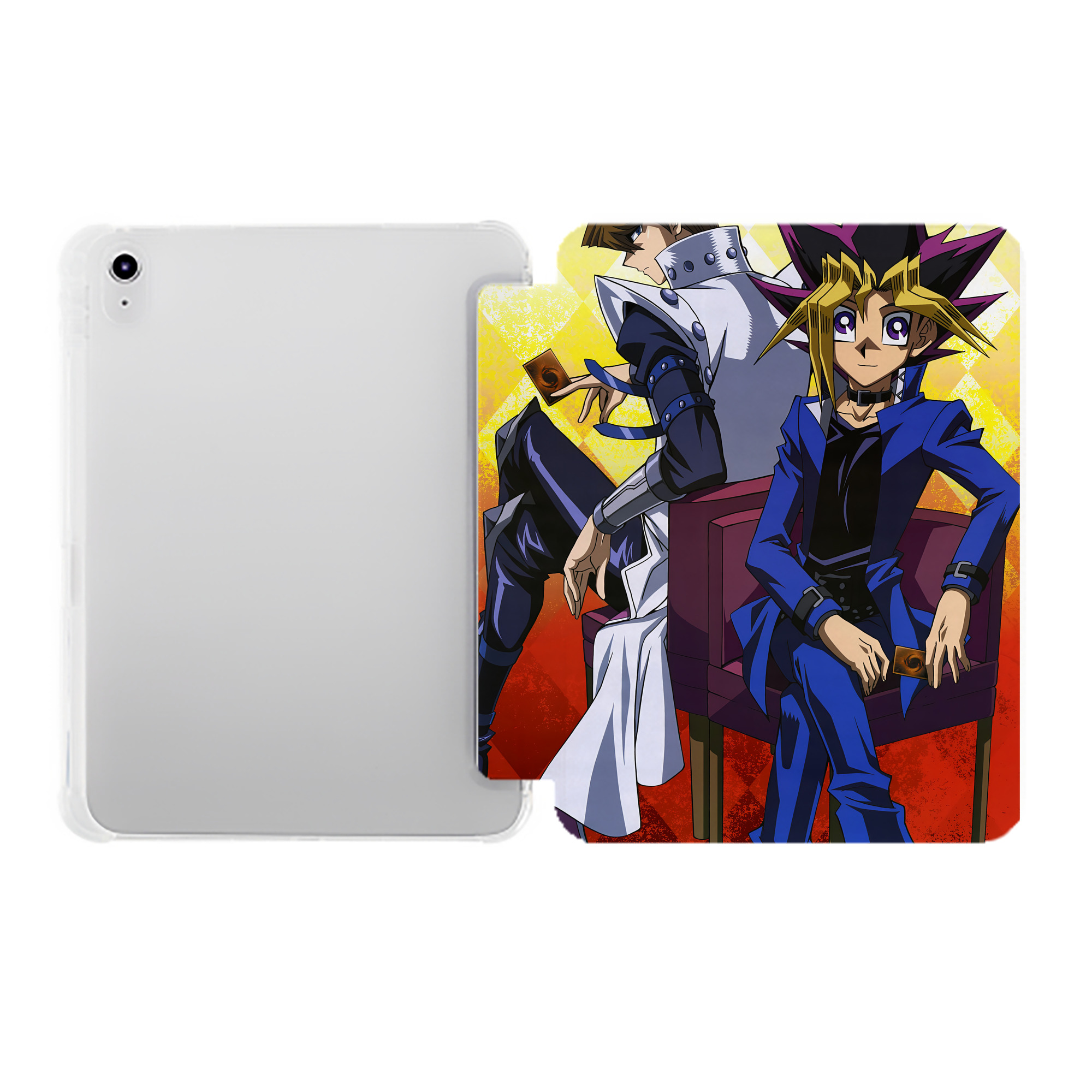 （画像用） 遊☆戯☆王 Yu-Gi-Oh! IPad ケース ペン収納付き 三つ折りスタンド PUレザー×シリコン 対応機種9.5/10.5/10.9インチ